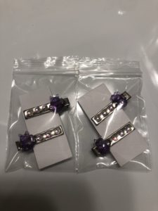 Lucky Cat hair clips in purple